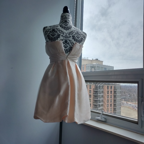 Wedding Peach Mini Bride Puffy Party Prom Dress - Picture 5 of 8